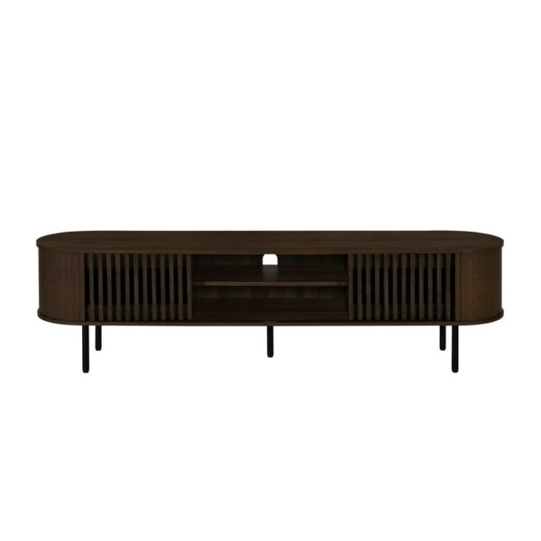 Brandon TV Stand Media Console, Shelf 2 Cabinets, Dark Brown, 71 Inch