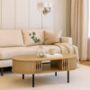 150220266992276f43546.jpeg Brandon Cocktail Coffee Table with Inner Shelf, Oval Light Beige Wood