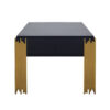 Theo Coffee Table, 2 Drawers, Gold Metal, Retro Black Wood 48 Inch