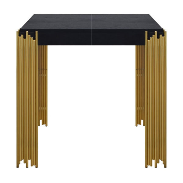 Theo Side End Table, Retro Gold Metal Legs, Black Wood, Square 25 Inch