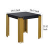 Theo Side End Table, Retro Gold Metal Legs, Black Wood, Square 25 Inch