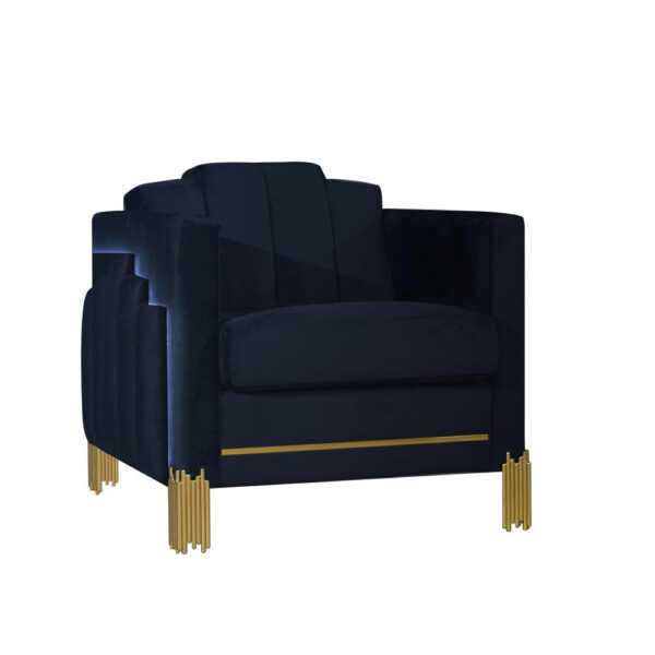 15022026699227b0d12f9.jpeg Theo Accent Chair, Black Velvet, Blue LED Lights, Gold Metal Legs