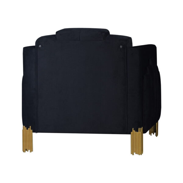 15022026699227b882025.jpeg Theo Accent Chair, Black Velvet, Blue LED Lights, Gold Metal Legs