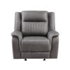 Viann Manual Glider Recliner Chair, Tufted Gray Polyester, Pillow Top