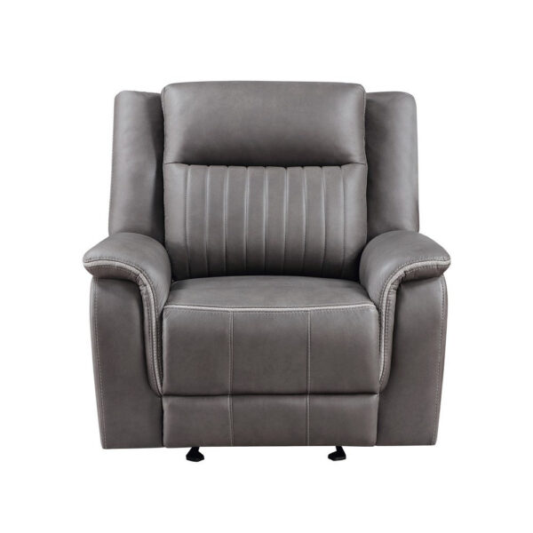 Viann Manual Glider Recliner Chair, Tufted Gray Polyester, Pillow Top