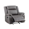 Viann Manual Glider Recliner Chair, Tufted Gray Polyester, Pillow Top