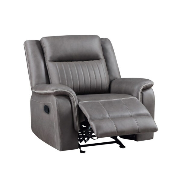 Viann Manual Glider Recliner Chair, Tufted Gray Polyester, Pillow Top