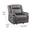 Viann Manual Glider Recliner Chair, Tufted Gray Polyester, Pillow Top