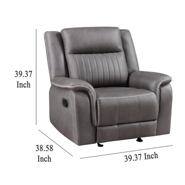 Viann Manual Glider Recliner Chair, Tufted Gray Polyester, Pillow Top