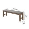 Harris Dining Bench, Gray Fabric, Brown Solid Rubberwood, 60 Inch