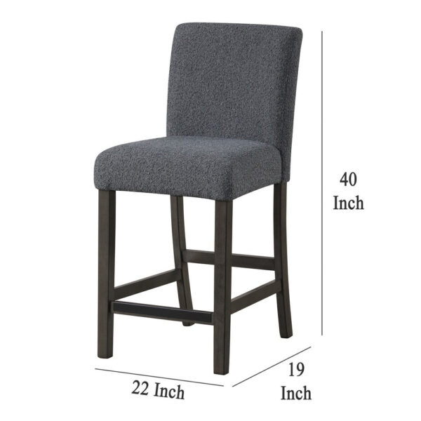 Ghy Counter Height Chair Set of 2, Gray Fabric, Solid Acacia Wood