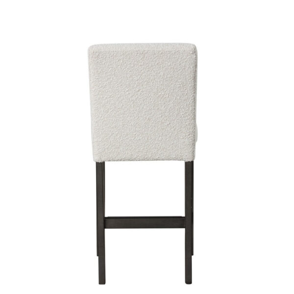 Ghy Counter Height Chair Set of 2, White Fabric, Solid Acacia Wood