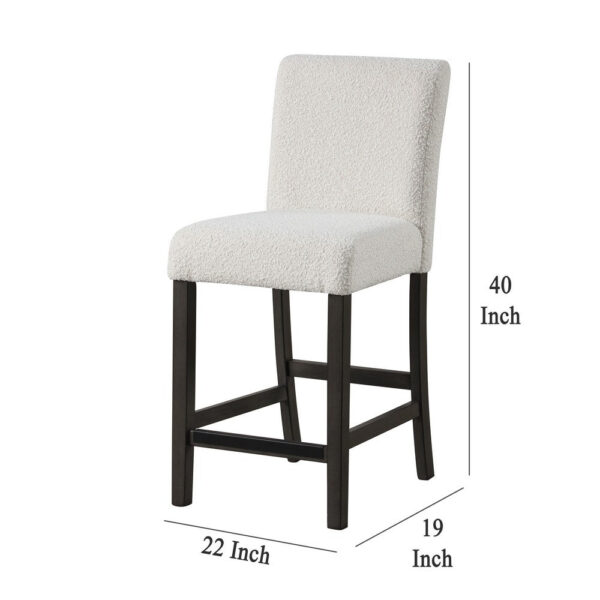 Ghy Counter Height Chair Set of 2, White Fabric, Solid Acacia Wood