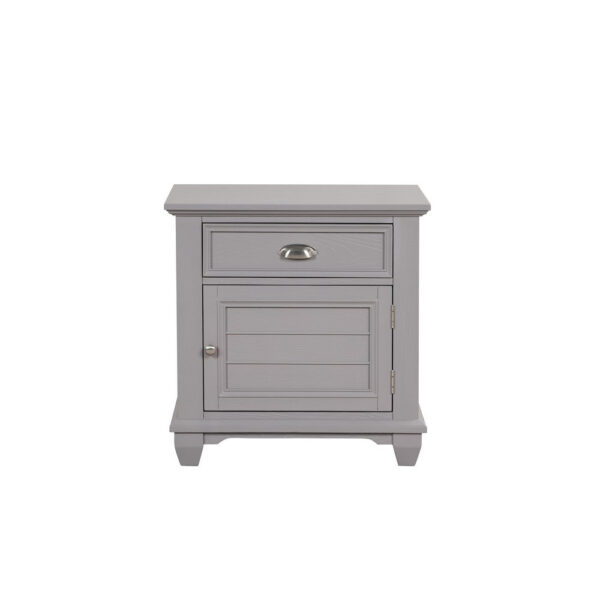 150220266992281b35178.jpeg Limi Nightstand, 1 Drawer, 1 Door Cabinet, Gray Solid Wood, 28 Inch