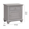 15022026699228247035d.jpeg Limi Nightstand, 1 Drawer, 1 Door Cabinet, Gray Solid Wood, 28 Inch