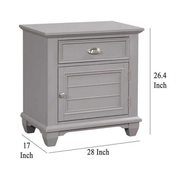 15022026699228247035d.jpeg Limi Nightstand, 1 Drawer, 1 Door Cabinet, Gray Solid Wood, 28 Inch