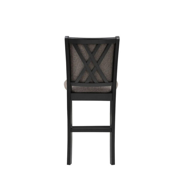 Mac Counter Height Chair Set of 2, Lattice Pattern, Black Brown Wood