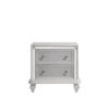 Stacy Nightstand with 2 Drawers and LED Lights, Silver and White Wood