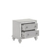 Stacy Nightstand with 2 Drawers and LED Lights, Silver and White Wood