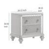 Stacy Nightstand with 2 Drawers and LED Lights, Silver and White Wood