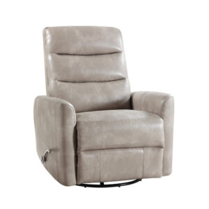 150220266992287fc0d07.jpeg Aki Swivel Manual Recliner Chair, Adjustable Rest, Gray Faux Leather