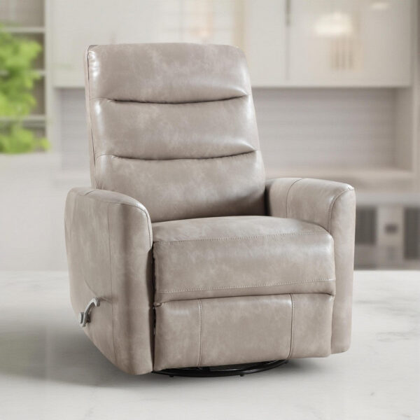 150220266992288e50b98.jpeg Aki Swivel Manual Recliner Chair, Adjustable Rest, Gray Faux Leather
