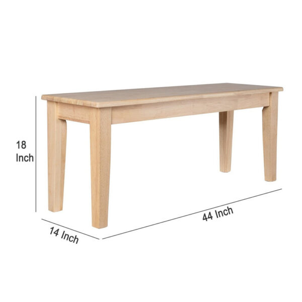 Nova Dining Bench, Shaker Style, Blonde Oak Brown Rubberwood, 44 Inch
