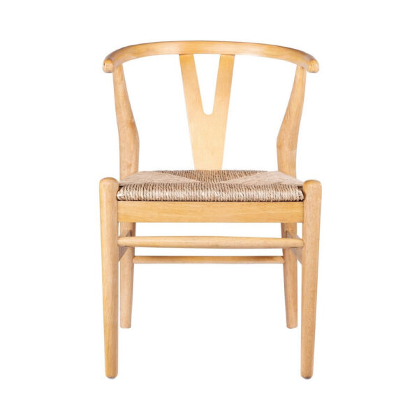 Cera Dining Chair Set of 2, Handwoven Rope Seat, Natural Brown Wood