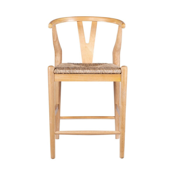 Cera Counter Stool Chair, Handwoven Rope, Natural Brown Wood