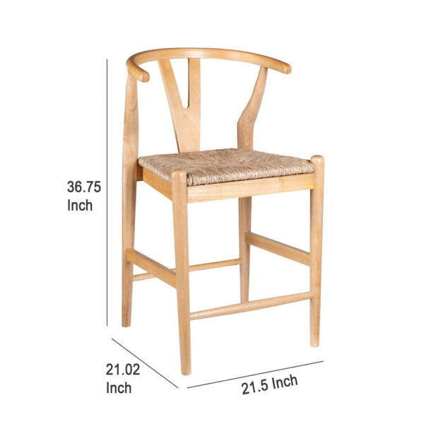 Cera Counter Stool Chair, Handwoven Rope, Natural Brown Wood