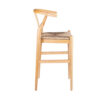 Cera Wishbone Barstool Chair, Handwoven Rope Seat, Natural Brown Wood