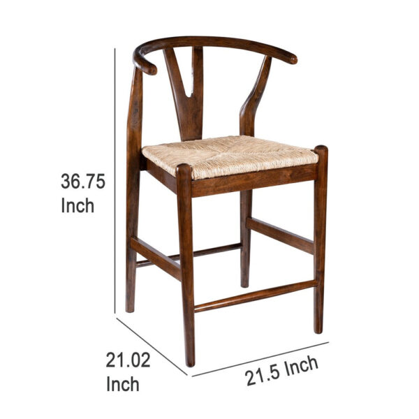 Cera Counter Stool Chair, Handwoven Rope, Cappuccino Brown