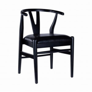 150220266992290e84454.jpeg Cera Dining Chair Set of 2, Rich Faux Leather Seat, Black Rubberwood
