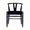 Cera Dining Chair Set of 2, Rich Faux Leather Seat, Black Rubberwood