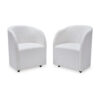 Robeck Dining Armchair Set of 2 with Wheels, Ivory Boucle Polyester