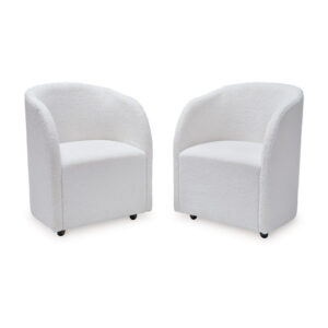 150220266992293174778.jpeg Robeck Dining Armchair Set of 2 with Wheels, Ivory Boucle Polyester