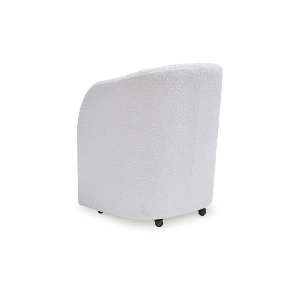 Robeck Dining Armchair Set of 2 with Wheels, Ivory Boucle Polyester
