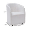 Robeck Dining Armchair Set of 2 with Wheels, Ivory Boucle Polyester
