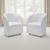 Robeck Dining Armchair Set of 2 with Wheels, Ivory Boucle Polyester