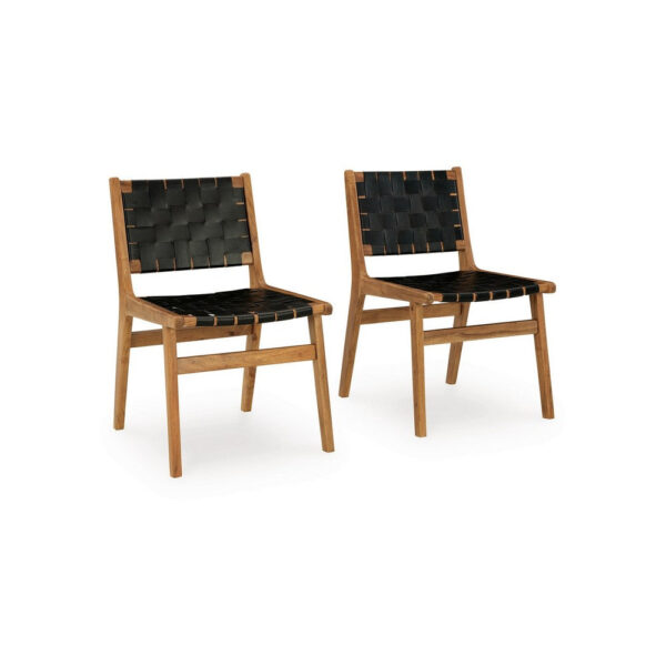 15022026699229455c197.jpeg Dinno Dining Side Chair Set of 2, Brown Wood, Black Woven Leather Seat