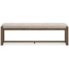 Cabal Large Dining Bench, Padded Beige Polyester, Brown Wood, 64 Inch