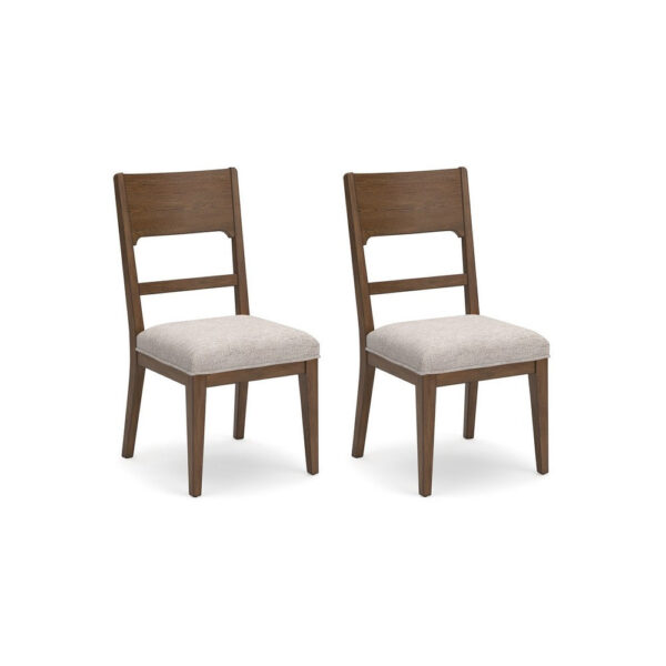 150220266992296f3a216.jpeg Cabal Dining Side Chair Set of 2, Beige Polyester, Brown Hickory Wood
