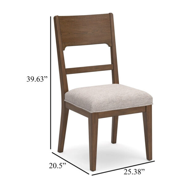 150220266992297b52d83.jpeg Cabal Dining Side Chair Set of 2, Beige Polyester, Brown Hickory Wood