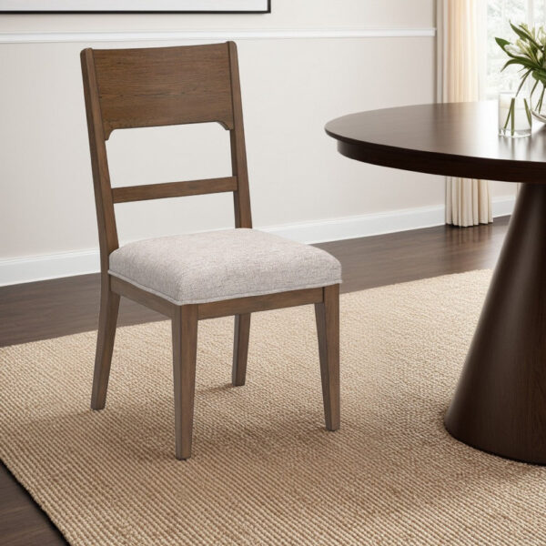 150220266992297ece9e1.jpeg Cabal Dining Side Chair Set of 2, Beige Polyester, Brown Hickory Wood