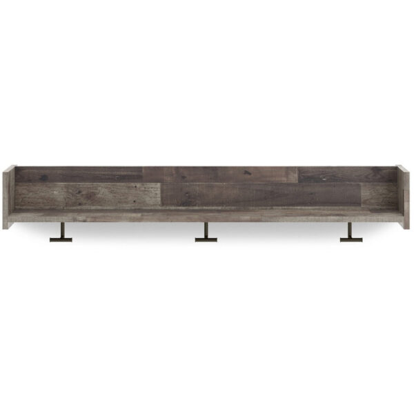 Elis Wall Mounted Coat Rack with 3 Hooks and Shelf, Butcher Block Gray