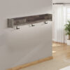 Elis Wall Mounted Coat Rack with 3 Hooks and Shelf, Butcher Block Gray