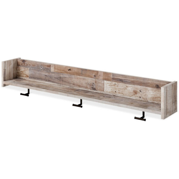 Elis Wall Mounted Coat Rack, 3 Hooks and Shelf, Butcher Block White