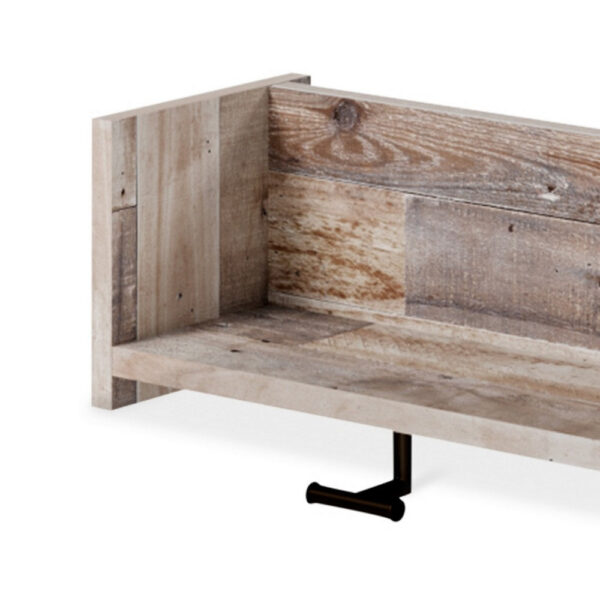 Elis Wall Mounted Coat Rack, 3 Hooks and Shelf, Butcher Block White