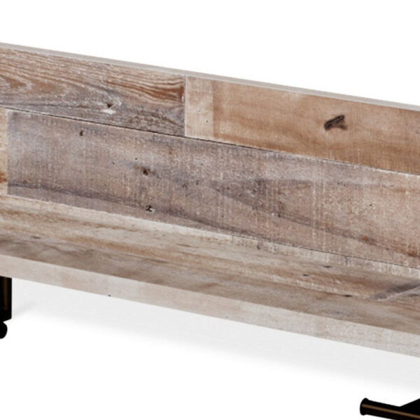 Elis Wall Mounted Coat Rack, 3 Hooks and Shelf, Butcher Block White