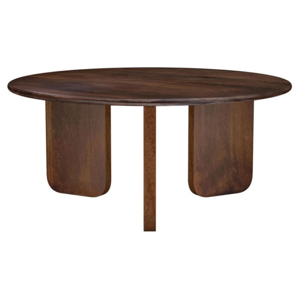 Novo Coffee Table, 36 Inch, Rustic Three Panel Legs, Brown Mango Wood